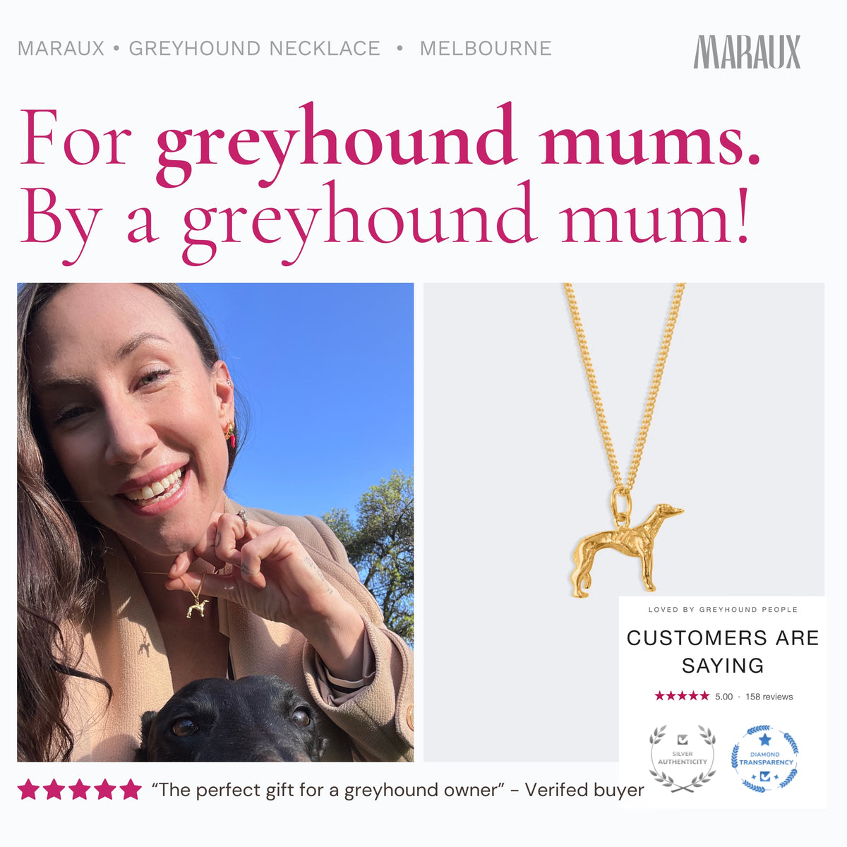 Greyhound Rescue Necklace - Snoot Society