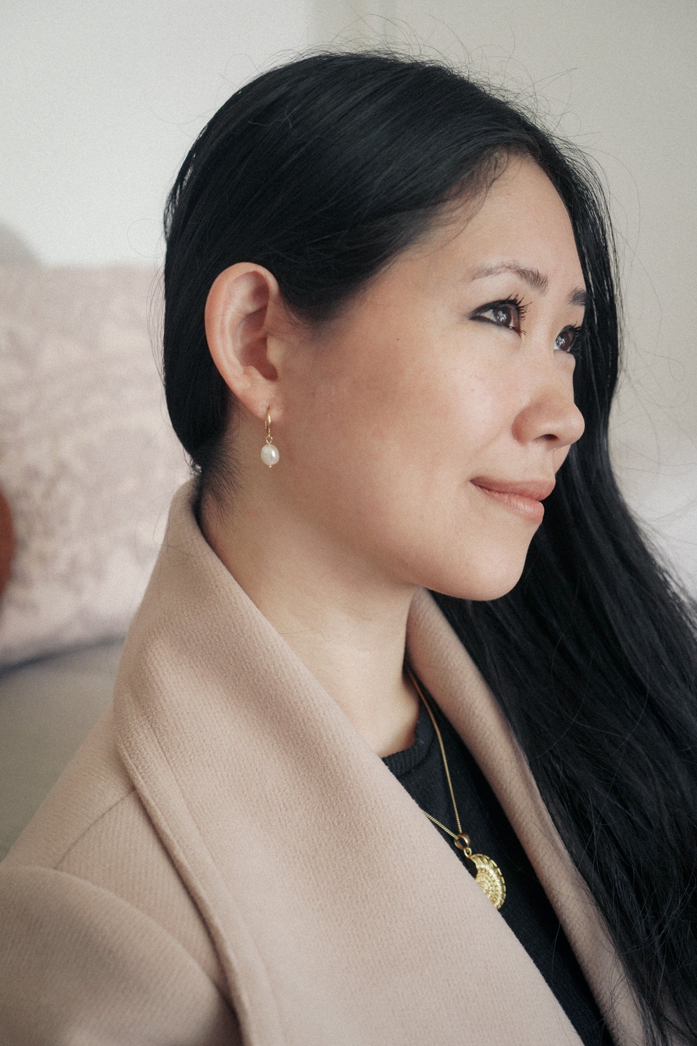 Ané Pearl Huggie Earrings MarauxJewellery