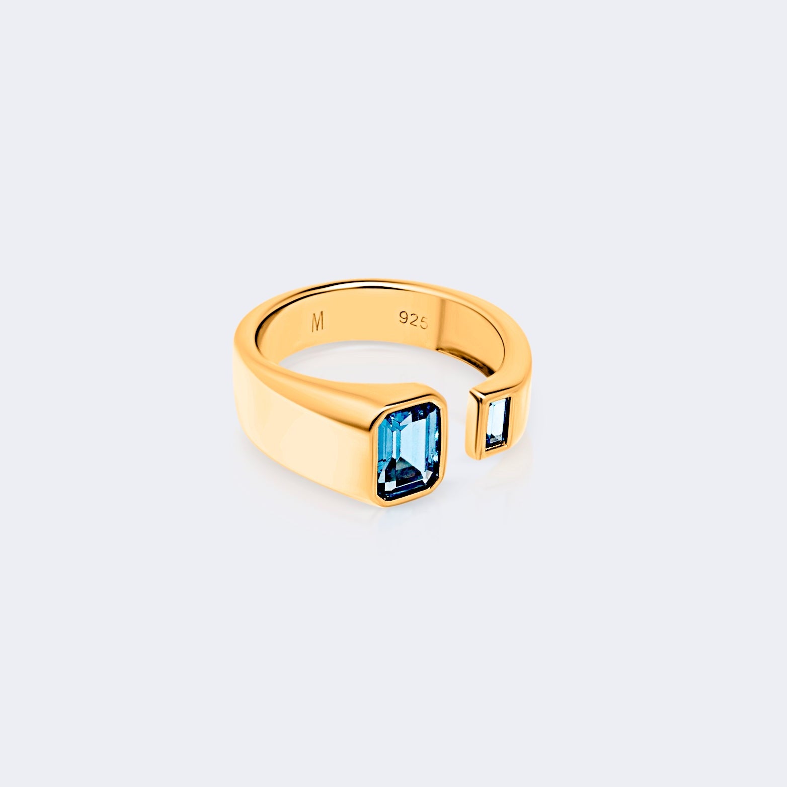 Gold vermeil two stone ring modern engagement inspired jewellery
