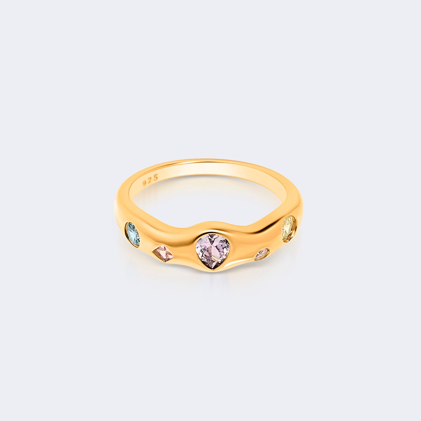 Jessica pebble ring in gold vermeil organic textured design