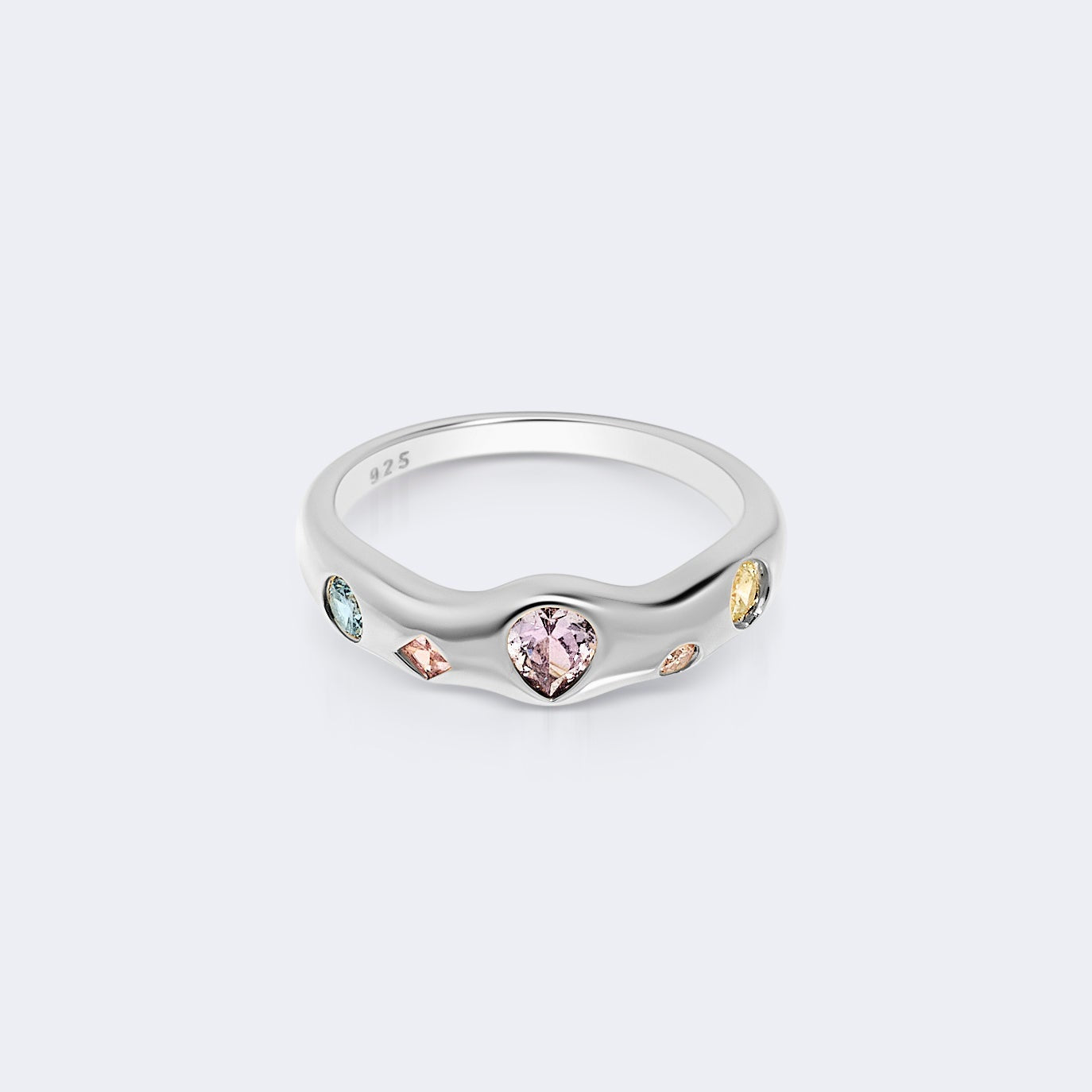 Sterling silver pebble ring minimalist modern style