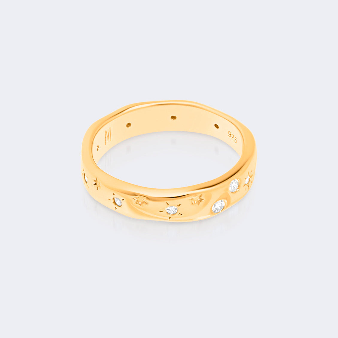 Midnight sky band ring in gold vermeil celestial design