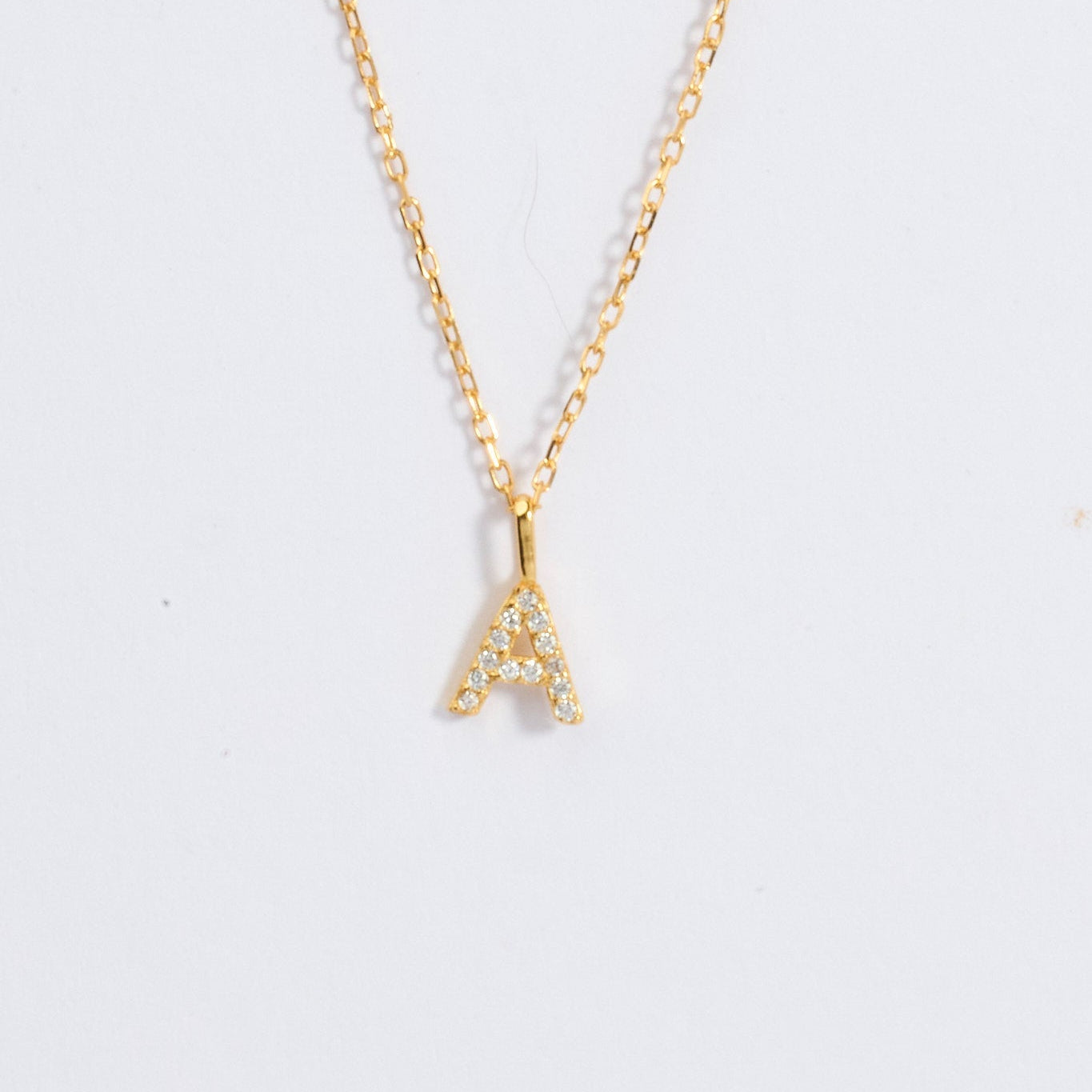 Letter Initial A-Z pendant and chain with Zircons. MarauxJewellery