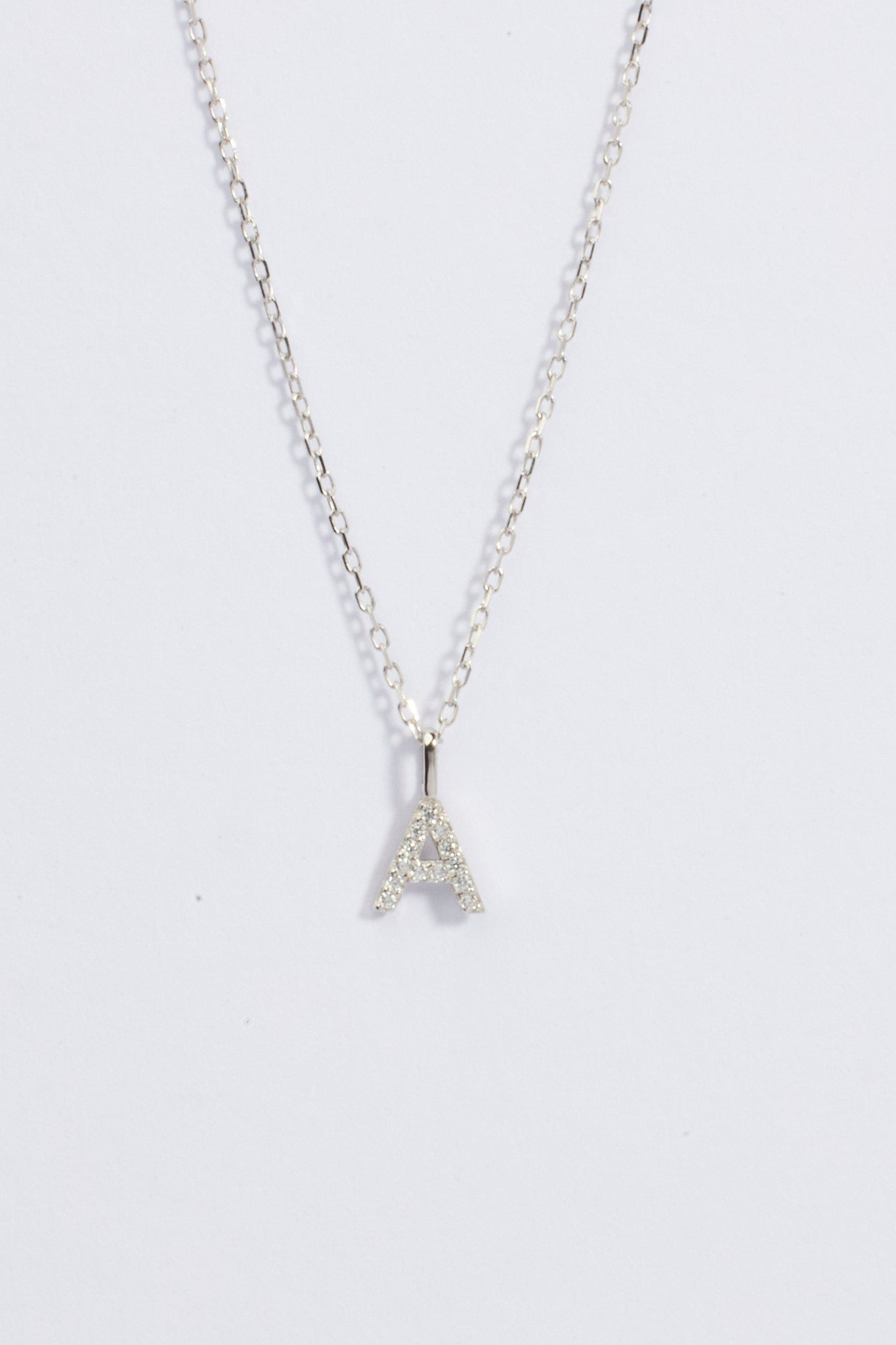 Letter Initial A-Z pendant and chain with Zircons. MarauxJewellery