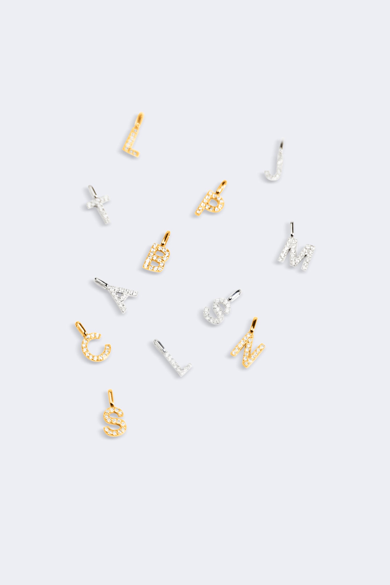 Letter Initial A-Z pendant and chain with Zircons.