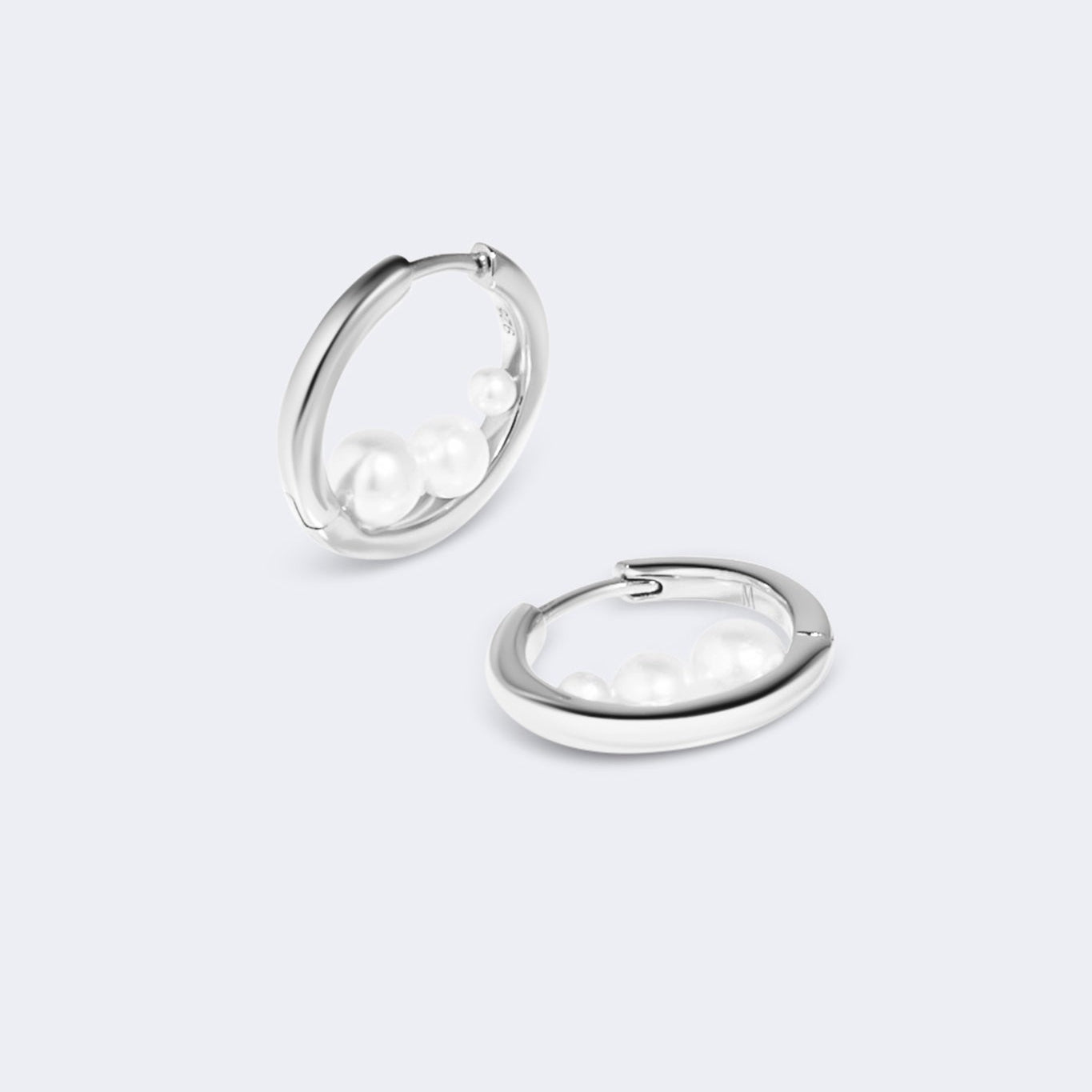 Delphine Bridal Pearl Earrings showing 12mm size and pearl details - Elegant Hoops