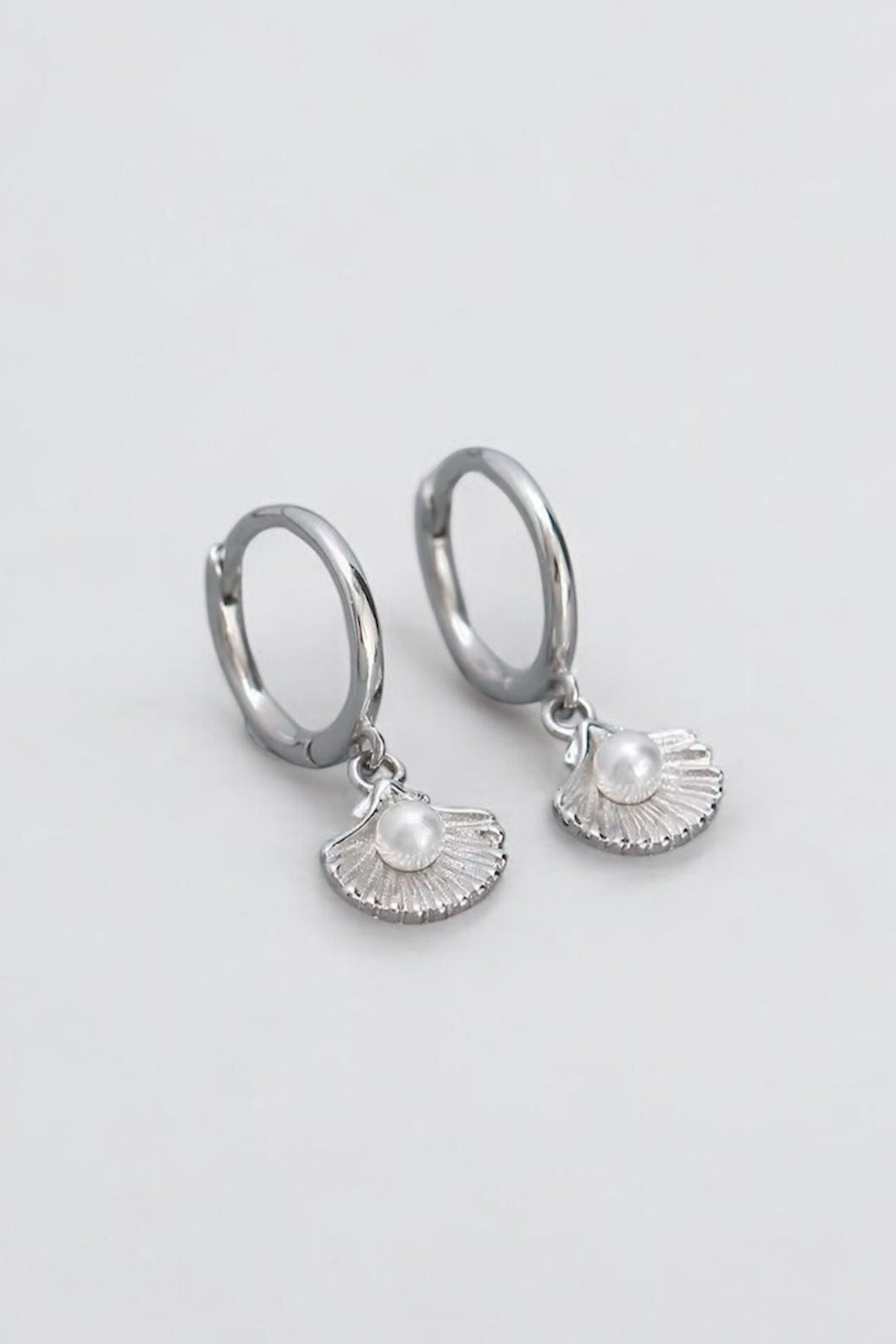 Shell & Pearl Huggie Earrings