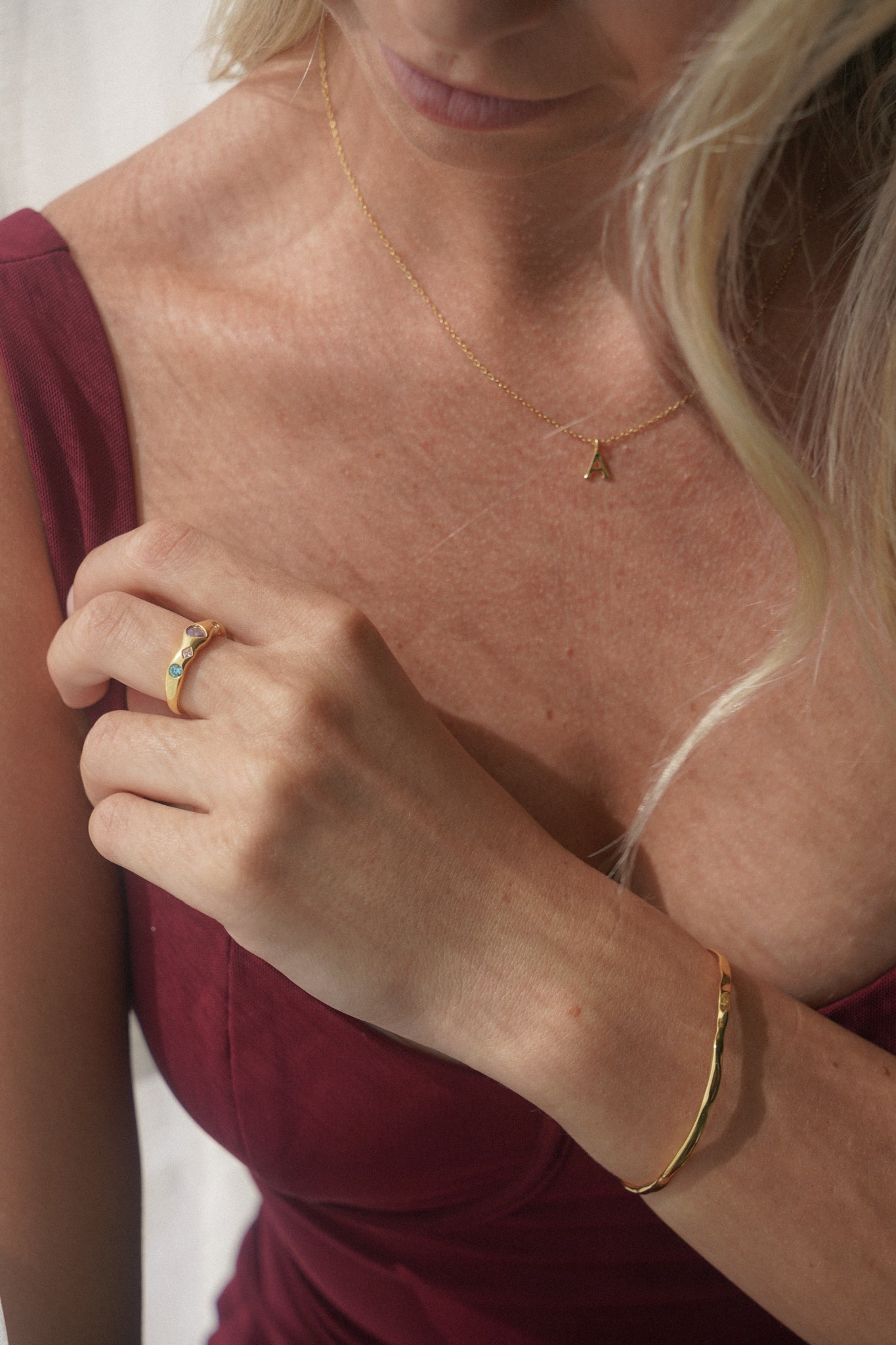 Gold Vermeil ring with Olive Green peridot and Sienna wave ring Gold vermeil jewellery gifts for her.