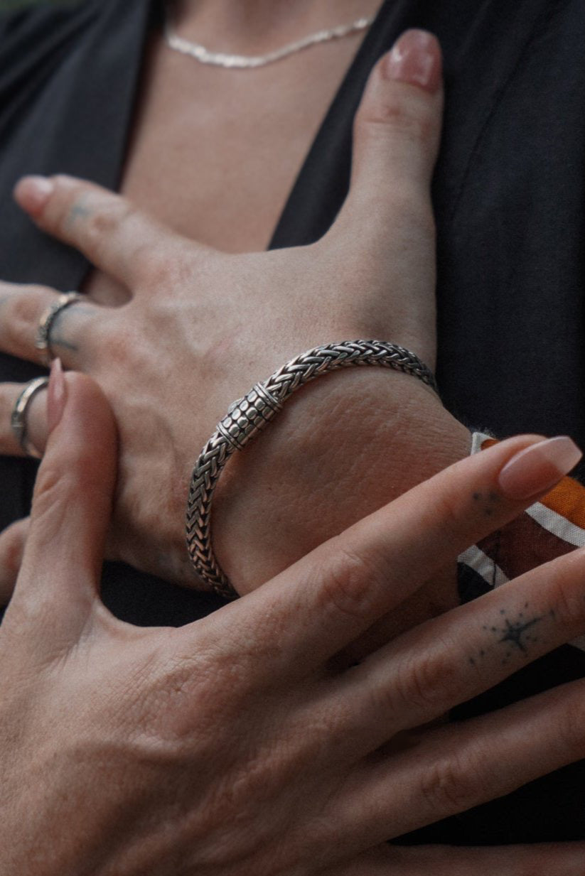 Maraux Iconic Sterling Silver Bracelet Maraux Jewellery Hand woven thick sterling silver 