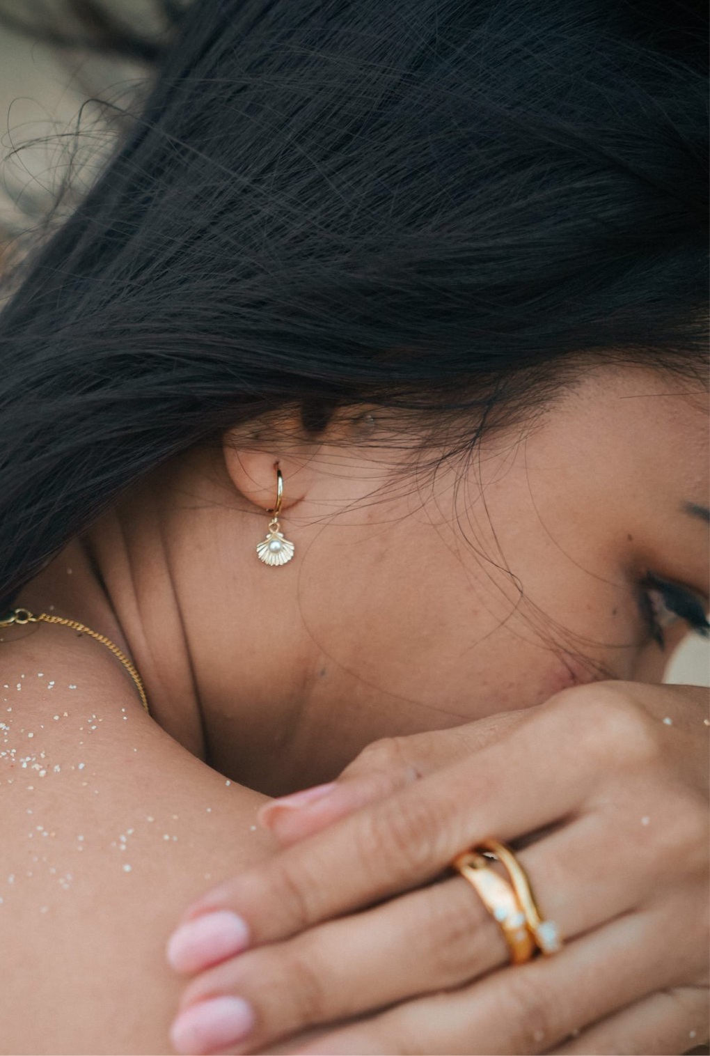 Shell & Pearl Huggie Earrings MarauxJewellery