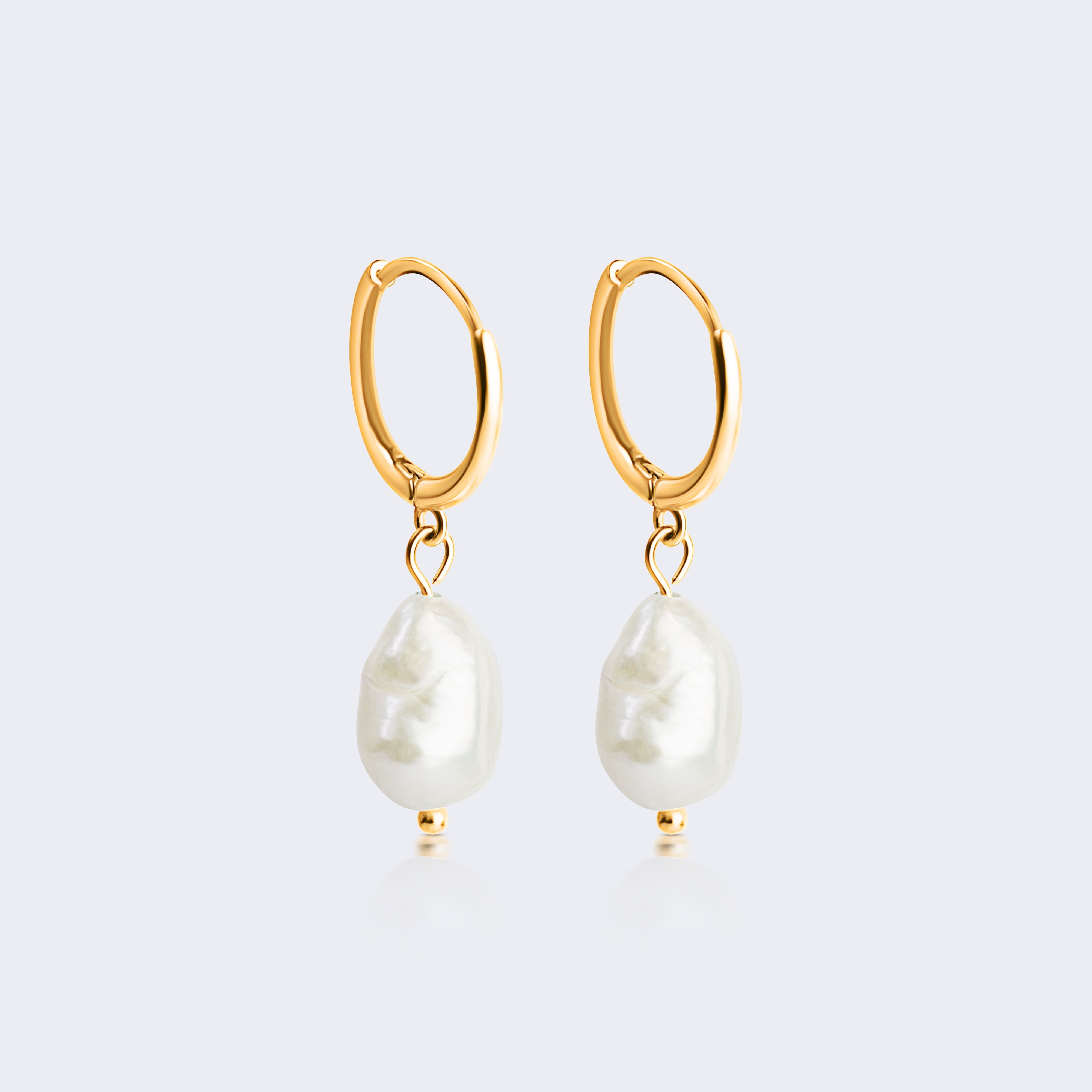 Ané Pearl Huggie Earrings. MarauxJewellery