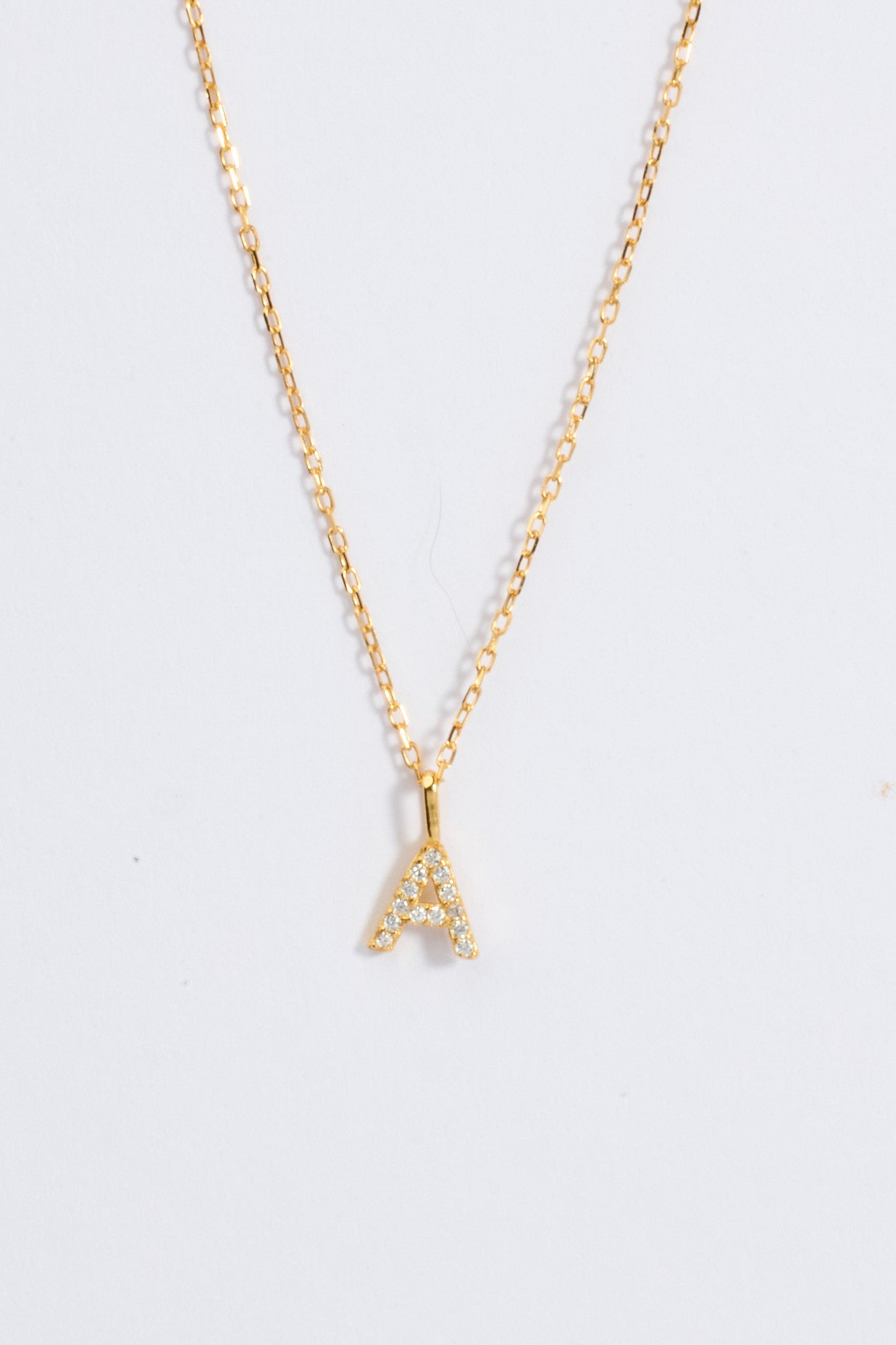 Letter Initial A-Z pendant and chain with Zircons. MarauxJewellery