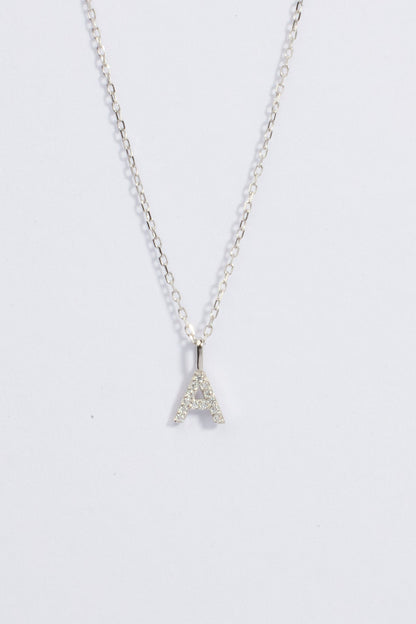 Letter Initial A-Z pendant and chain with Zircons. MarauxJewellery