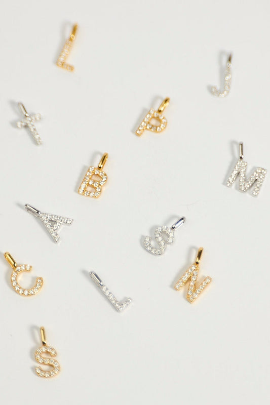 Letter Initial A-Z pendant and chain with Zircons. MarauxJewellery