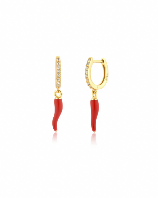 Red Cornicello Hot Chili Earrings