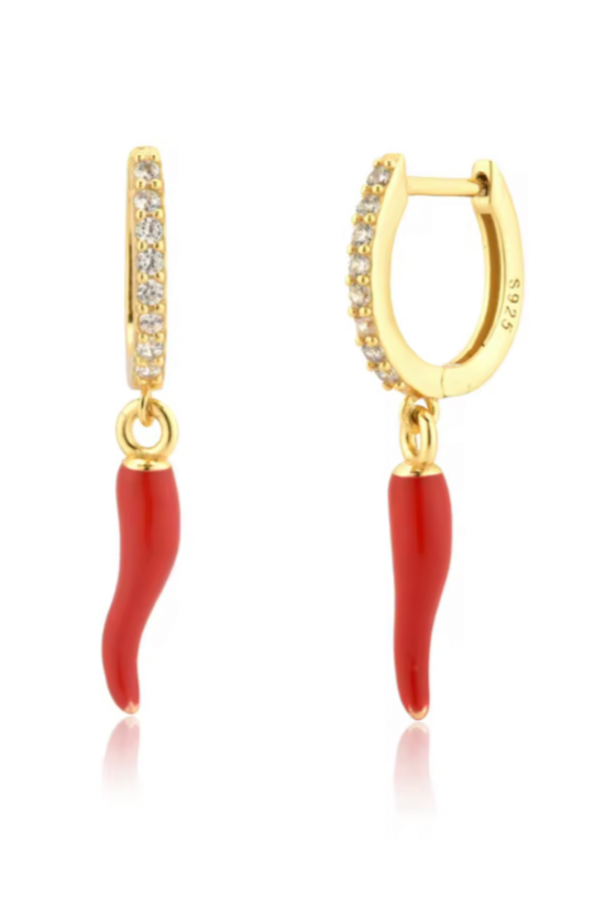 Red Cornicello Hot Chilli Earrings MarauxJewellery