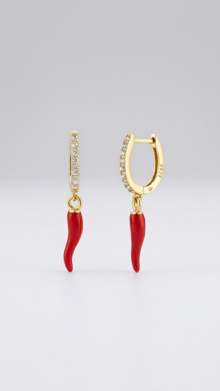 Red Cornicello Hot Chilli Earrings MarauxJewellery