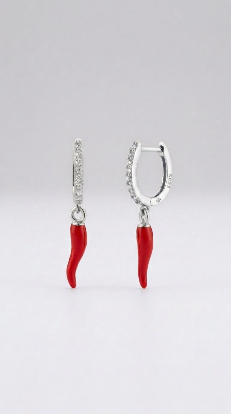Red Cornicello Hot Chilli Earrings MarauxJewellery